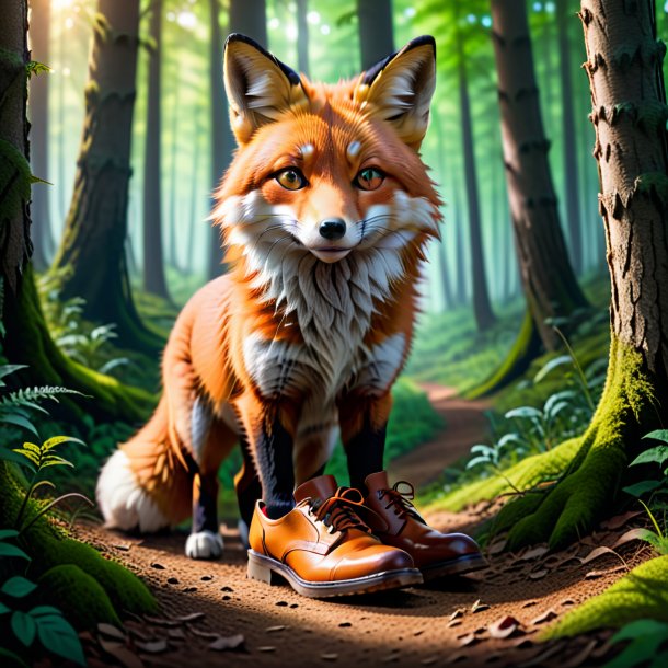 Photo of a fox in a shoes in the forest