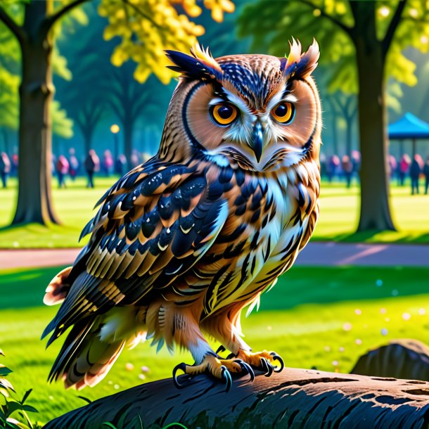 Pic d'un jeu d'un hibou dans le parc