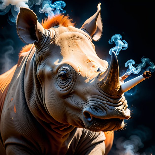 Image of a orange smoking rhinoceros