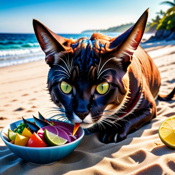 Photo of a drinking of a tuna on the beach