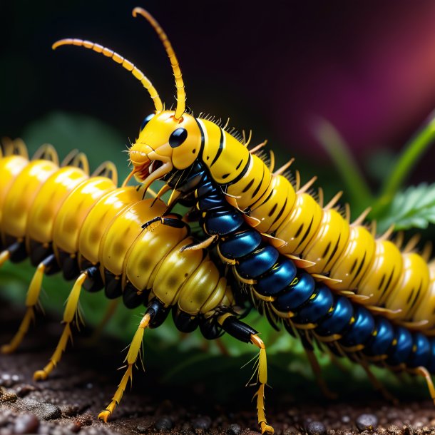 Image of a centipede in a yellow jacket