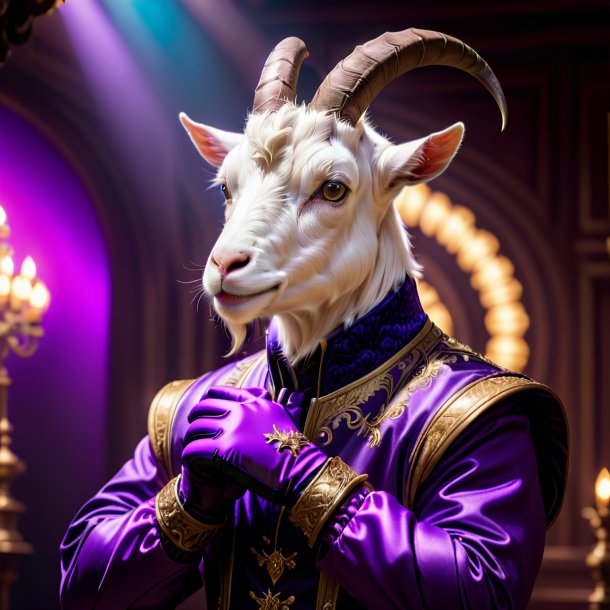 Picture of a goat in a purple gloves