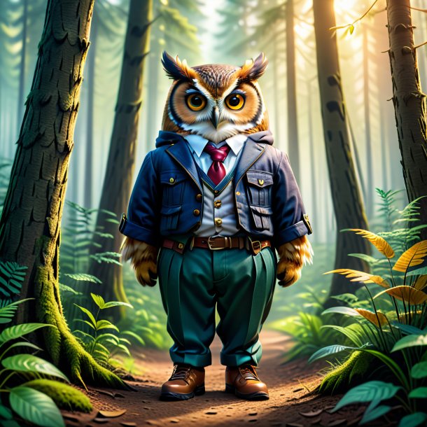 Picture of a owl in a trousers in the forest