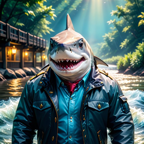 Pic of a shark in a jacket in the river