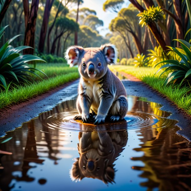 Pic of a waiting of a koala in the puddle