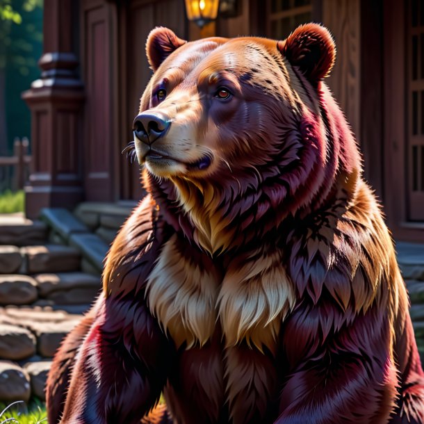 Imagem de um urso maroon esperando