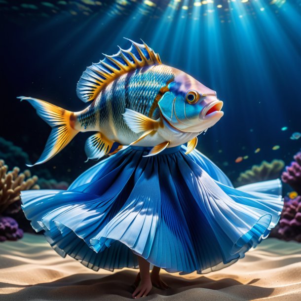 Photo of a fish in a blue skirt