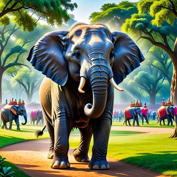 Pic of a dancing of a elephant in the park