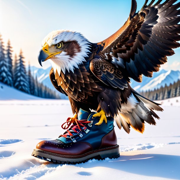 Photo d'un aigle dans une chaussure dans la neige