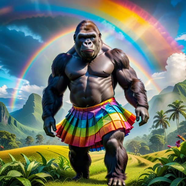 Image of a gorilla in a skirt on the rainbow