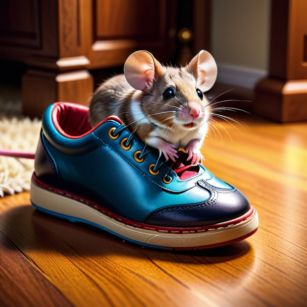 Foto de un ratón en un zapato en la casa