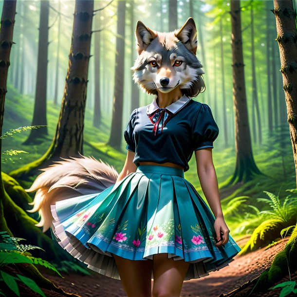 Image of a wolf in a skirt in the forest