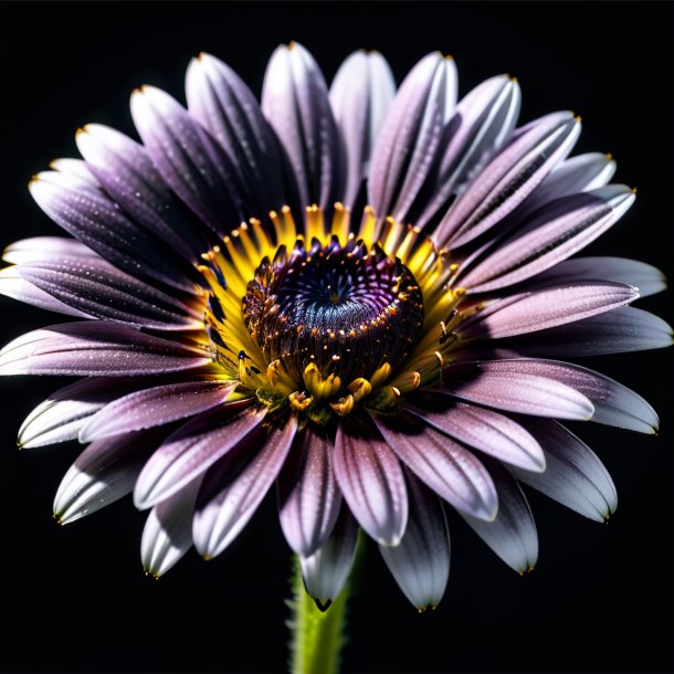 "photography of a black daisy, double"