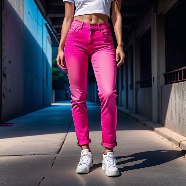 Illustration of a hot pink jeans from concrete