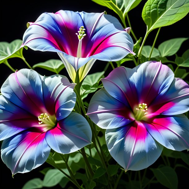 Depicting of a silver ipomoea tricolor