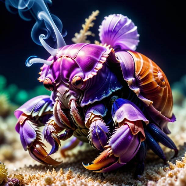 Image of a purple smoking hermit crab