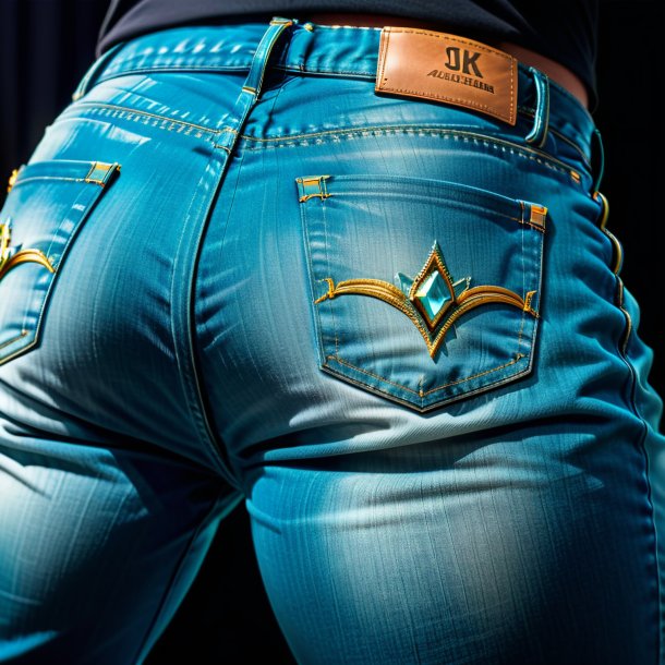 Fotografia de um jeans aquamarine de argila