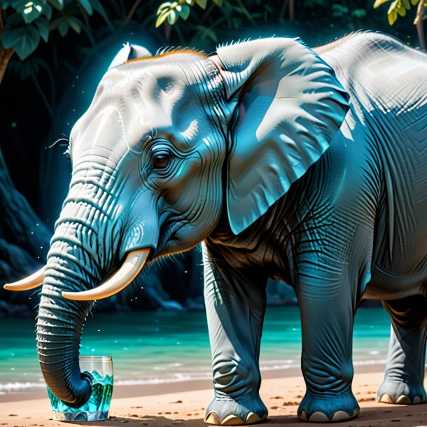 Foto de un elefante bebedor de aguamarina