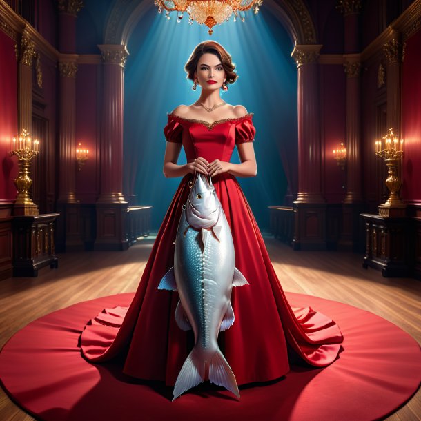 Picture of a haddock in a red dress