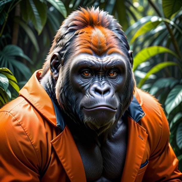 Picture of a gorilla in a orange coat