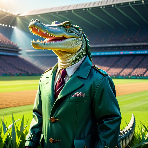 Drawing of a crocodile in a coat on the field