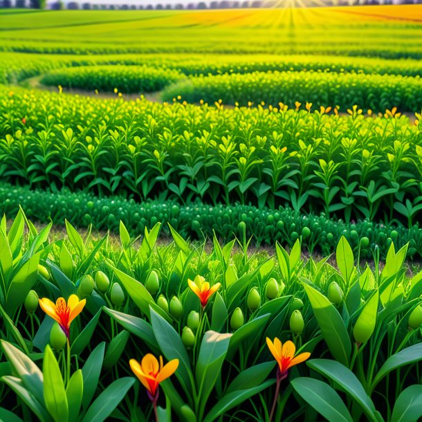 Fotografia de uma ervilha verde prado açafrão