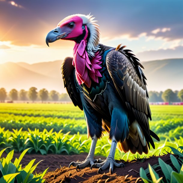 Picture of a vulture in a jeans on the field