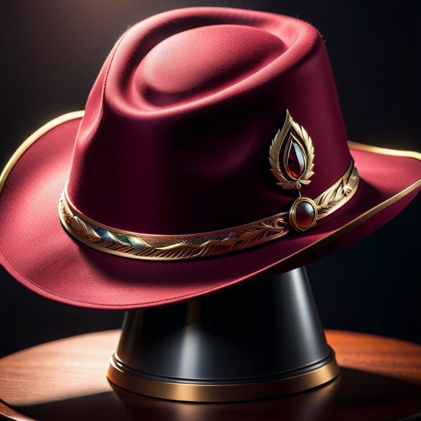 Illustration of a maroon hat from metal