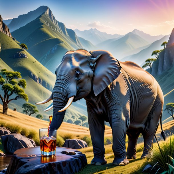 Photo of a drinking of a elephant in the mountains