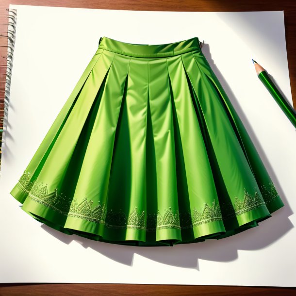 Sketch of a pea green skirt from paper