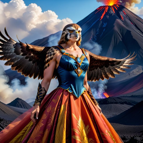 Pic of a hawk in a dress in the volcano