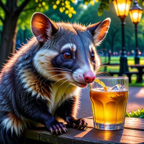 Photo d'une boisson d'un opossum dans le parc