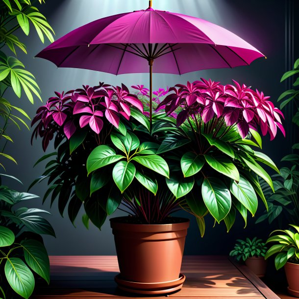 Illustration of a magenta umbrella plant