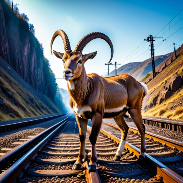 Pic of a crying of a ibex on the railway tracks