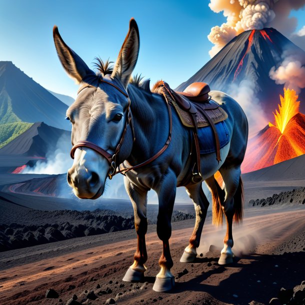 Photo of a mule in a jeans in the volcano