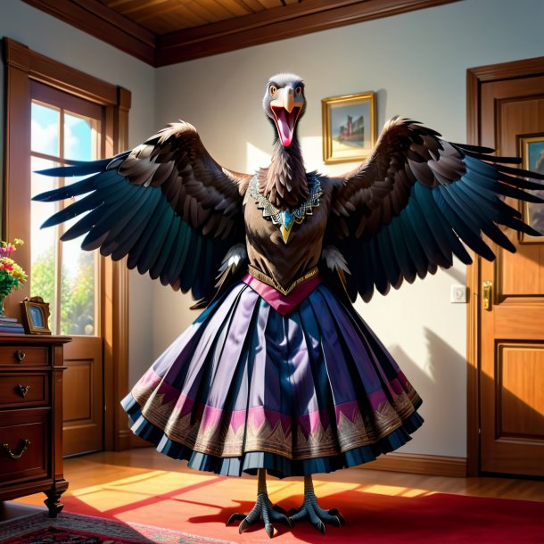 Drawing of a vulture in a skirt in the house