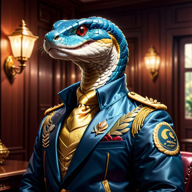 Illustration of a king cobra in a jacket in the house