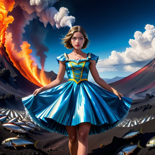 Image of a sardines in a dress in the volcano