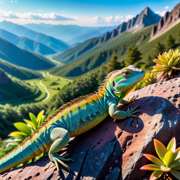 Image of a resting of a lizard in the mountains