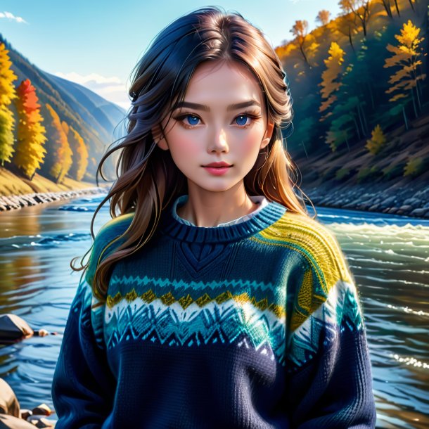 Drawing of a mol in a sweater in the river