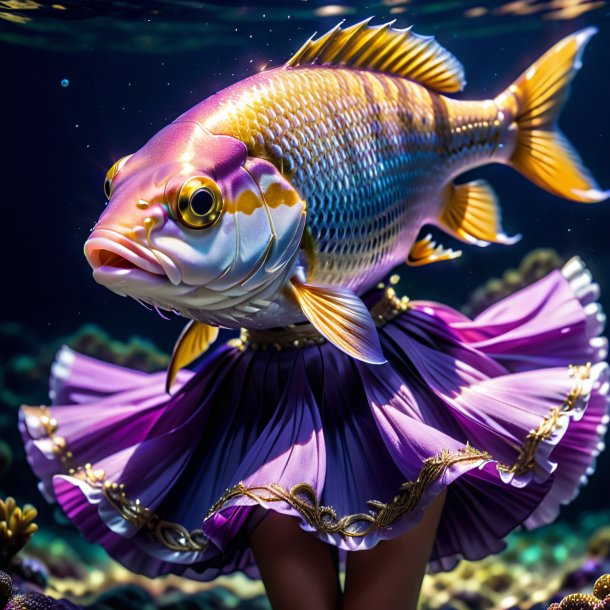 Photo of a fish in a purple skirt