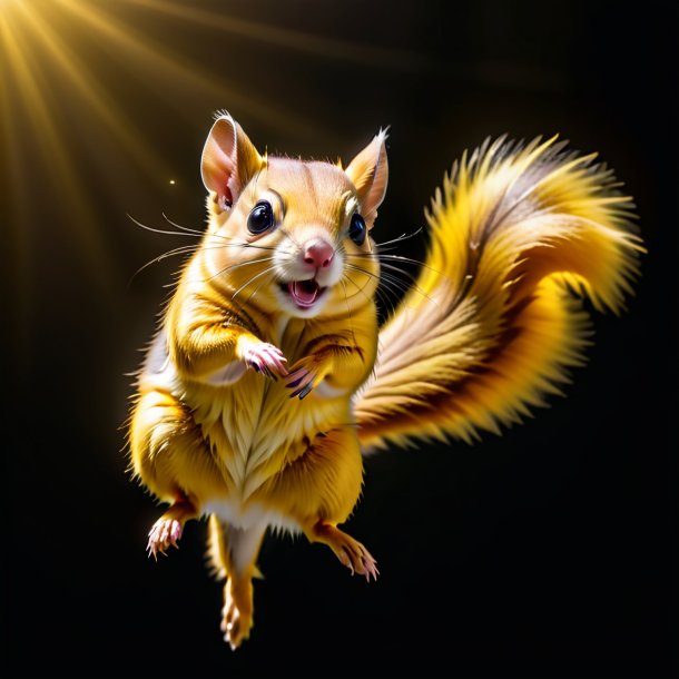 Pic of a yellow dancing flying squirrel