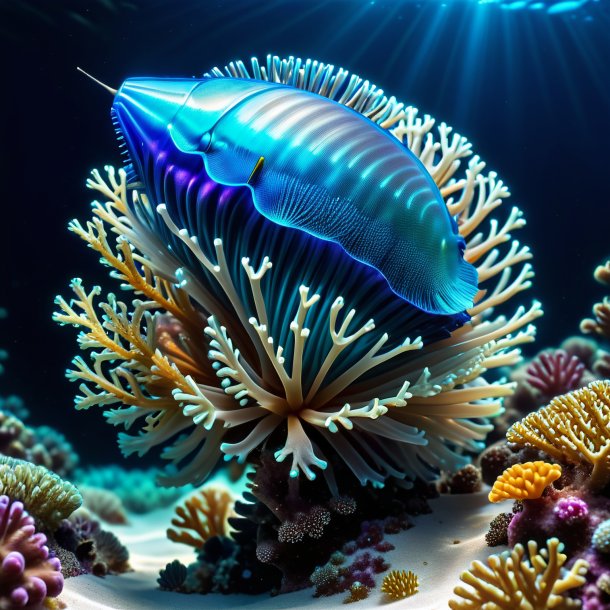Figure of a coral bluebottle