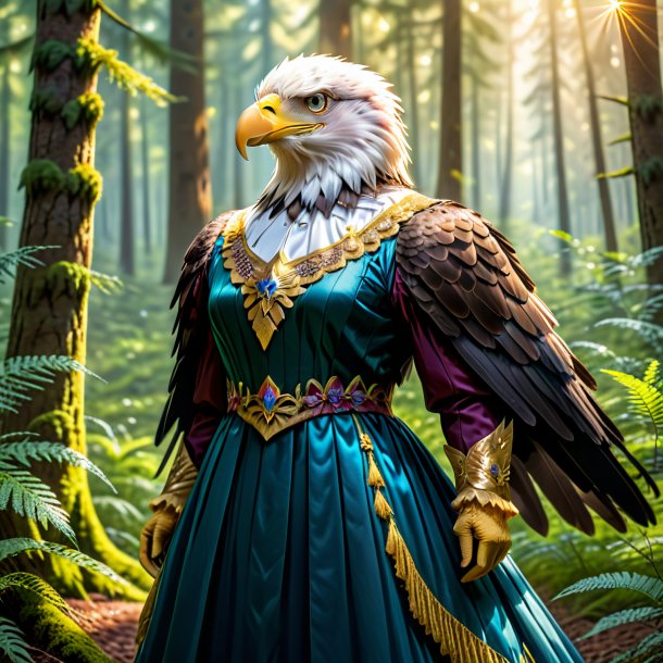 Image of a eagle in a dress in the forest