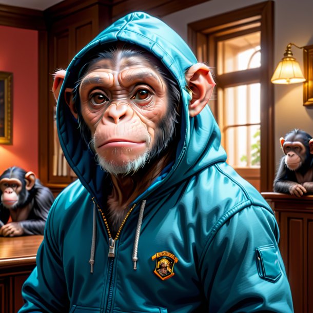 Drawing of a chimpanzee in a hoodie in the house