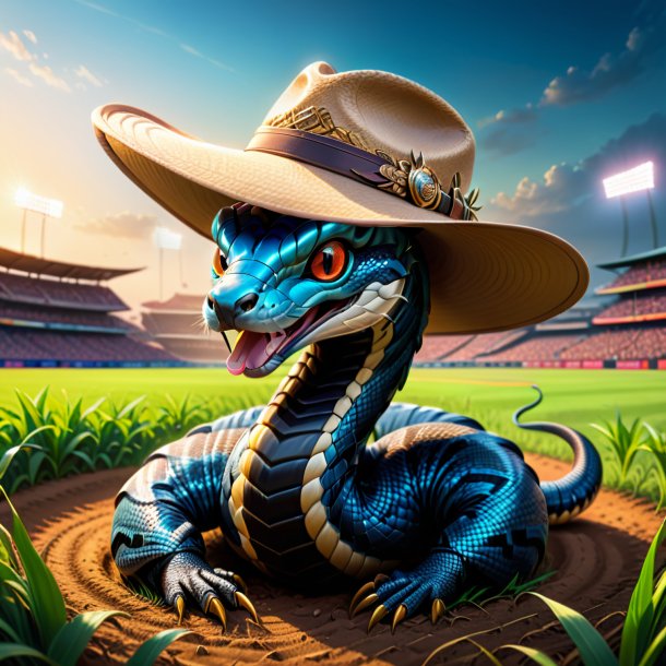 Drawing of a cobra in a hat on the field