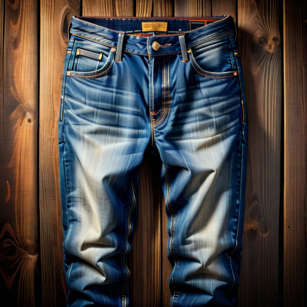 Portrait of a olden jeans from wood