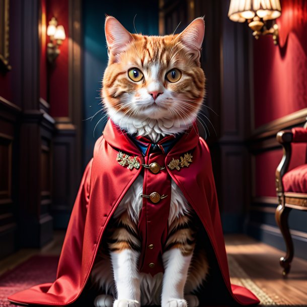 Foto de um gato em um casaco vermelho