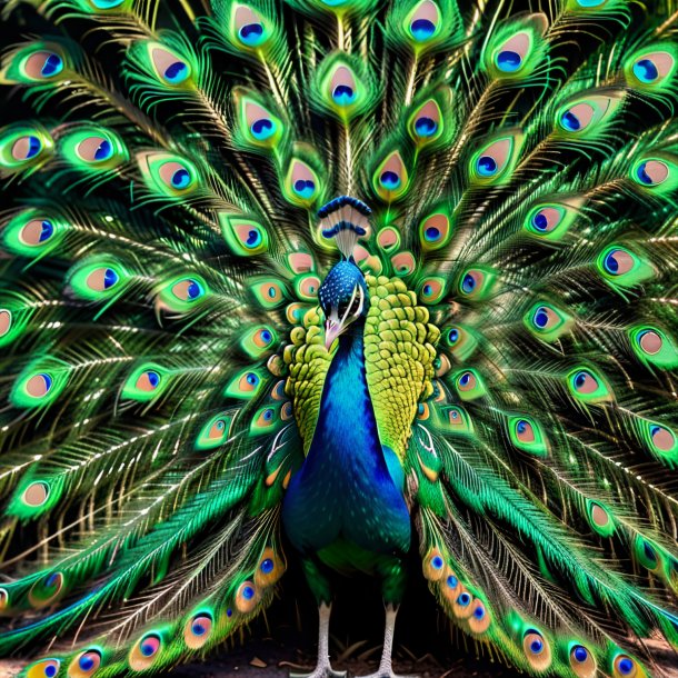 Imagen de un pavo real verde de espera