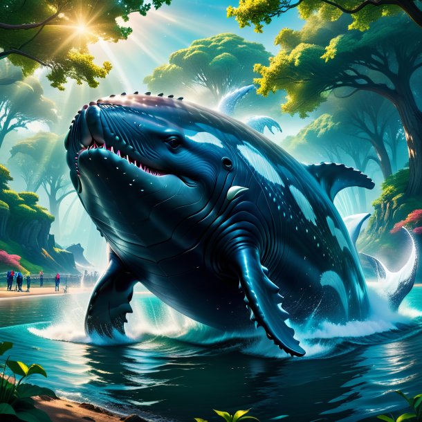 Picture of a threatening of a whale in the park